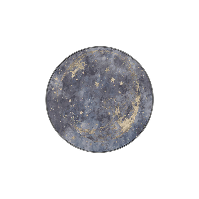 Tapis gris soyeux et moelleux, Rond 5 pi