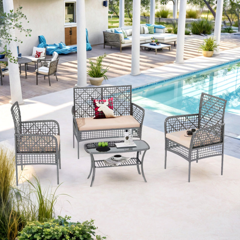 Ensemble de meubles de jardin 4 pièces, Beige