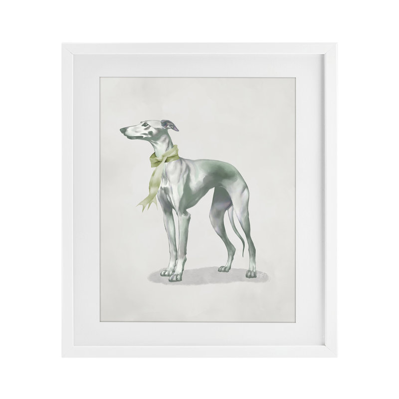 «Graceful Dog & Ribbon», reproduction encadrée sous verre, conception par Elizabeth Medley, H 16 po x l 13 po