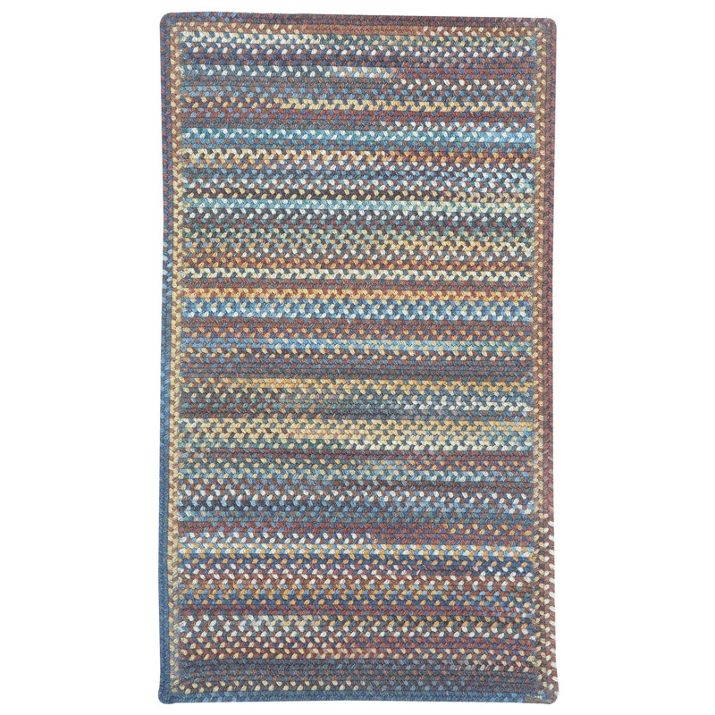 Tapis de zone bleu ciel abstrait Phoebe, Rectangulaire cousu en croix 5 pi x 8 pi