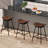 Swivel Barstools Set of 2 Faux Leather Upholstered Backless Bar Height Chairs Brown-958734385-958734384
