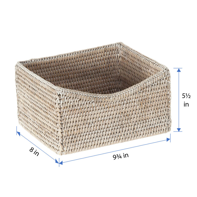 Panier en rotin Everard, Blanc délavé