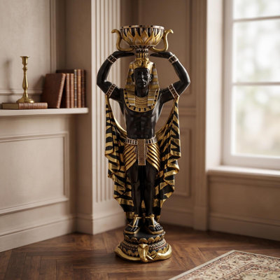 Cleopatra's Egyptian Nubian Handmade and Hand Finishing Resin Statue Decorative Object