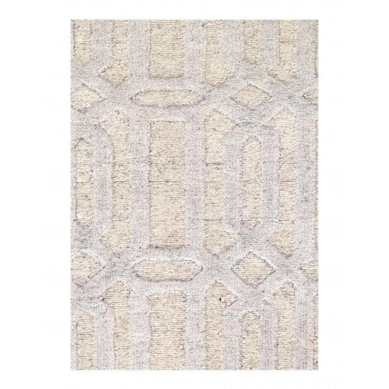Tapis géométrique gris / beige en coton noué à la main 2 pi 11 po x 4 pi 11 po Mirssa