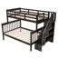 Lit superposé double dans la chambre à coucher, escalier à quatre marches, rangement, barrière de sécurité, lit à pieds en pin avec escalier, espace de rangement, boîte à ressorts non requise-130449340