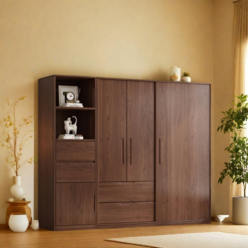 Garde-robe simple couleur noyer classique, H 78,74 po x l 94,49 po x P 23,62 po