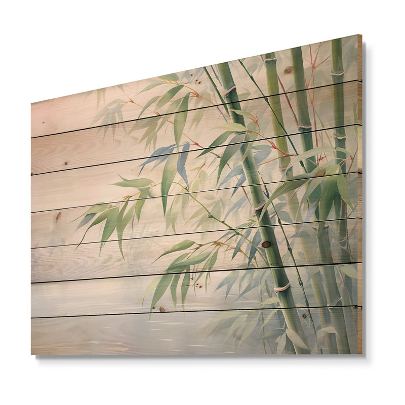 Bamboo Romantic Dream II - imprimé floral sur bois de pin naturel, H 30 po x l 40 po x P 0,78 po