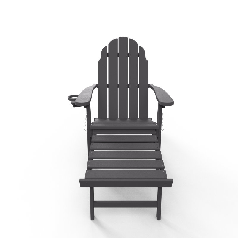Adewumi Premium Foldable Ergonomic Design Adirondack Chair with Ottoman, Slate Gray