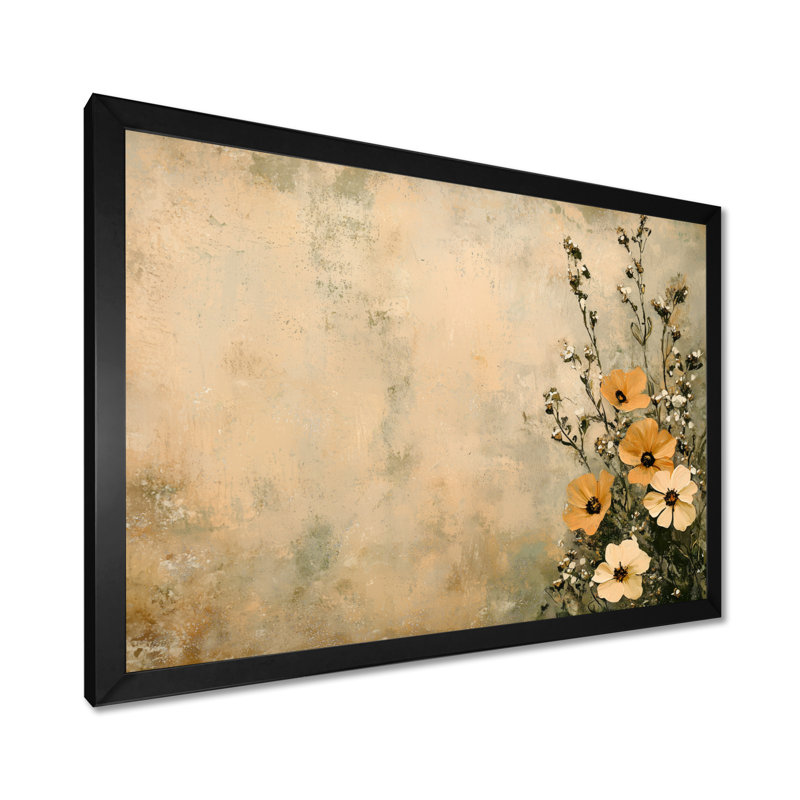 «Minimal Desert Blossom Daisy Glow - marguerites», H 12 po x l 20 po, Reproduction encadrée d'une seule photo sans pass, Noir