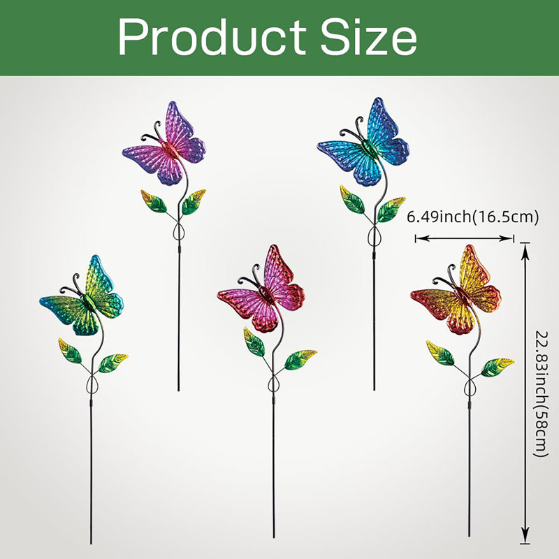 Paquet de 5 piquets de jardin papillons décoratifs