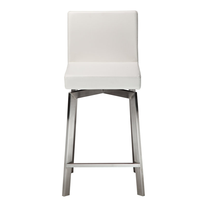 Giro 26" Swivel Bar Stool with Cushion, White, Counter Stool (26" Seat Height)