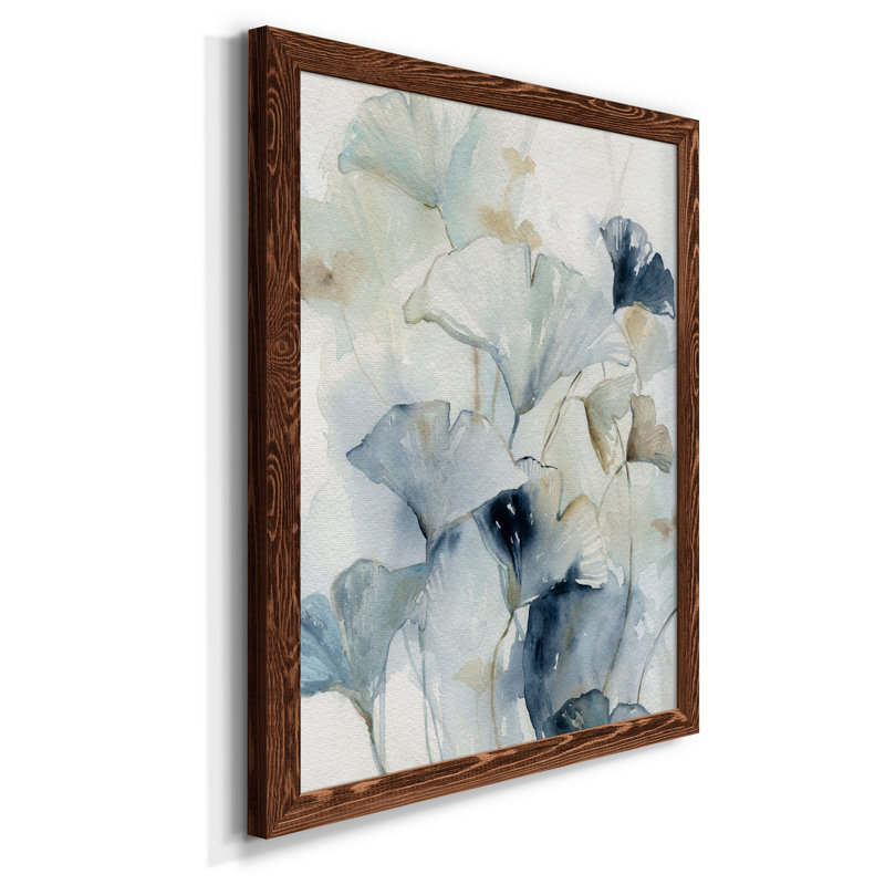 Indigo Ginkgo I - peinture sur toile encadrée, Érable, H 37,5 po x l 27,5 po x P 1,5 po