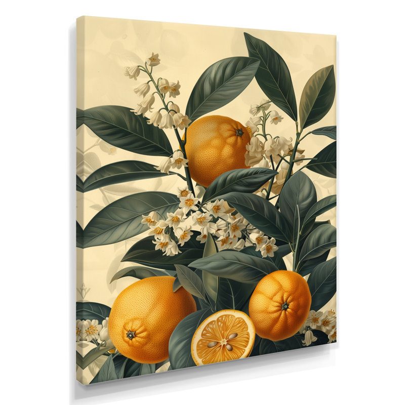 Vintage Orange Tree Bliss I - fruits, art mural, salon, Toile tendue, H 32 po x l 16 po x P 1 po