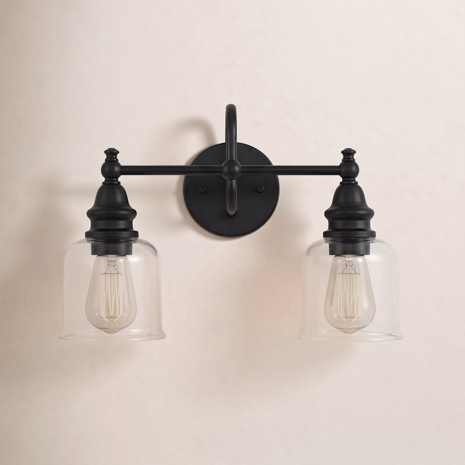 2-Light Dimmable Vanity Light, Black