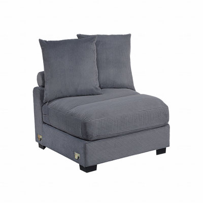 Chaise sans accoudoirs en velours côtelé gris