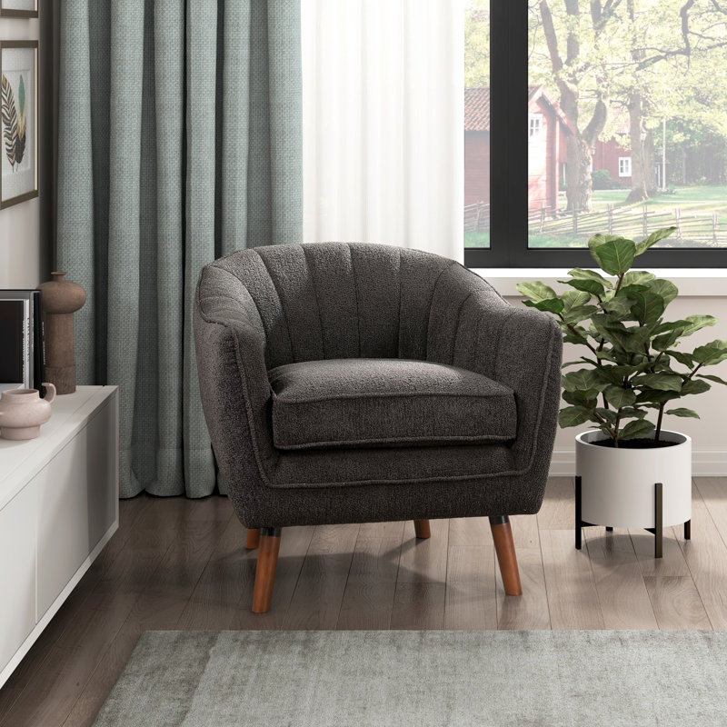 Chaise d'appoint Mid-Century moderne en chenille 1pc, Gris anthracite
