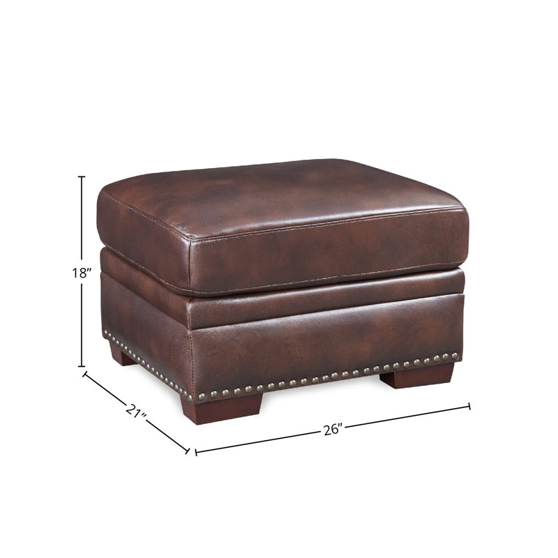 Repose-pieds rectangulaire en cuir véritable Iwan