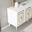 Console moderne blanche Catena avec plusieurs tablettes, panneau de particules enduit 100% mélamine, épaisseur: 0,7 pouce | Élégant et fonctionnel, il peut être fixé au mur et est élégant pour le salon et le vestibule-108057696