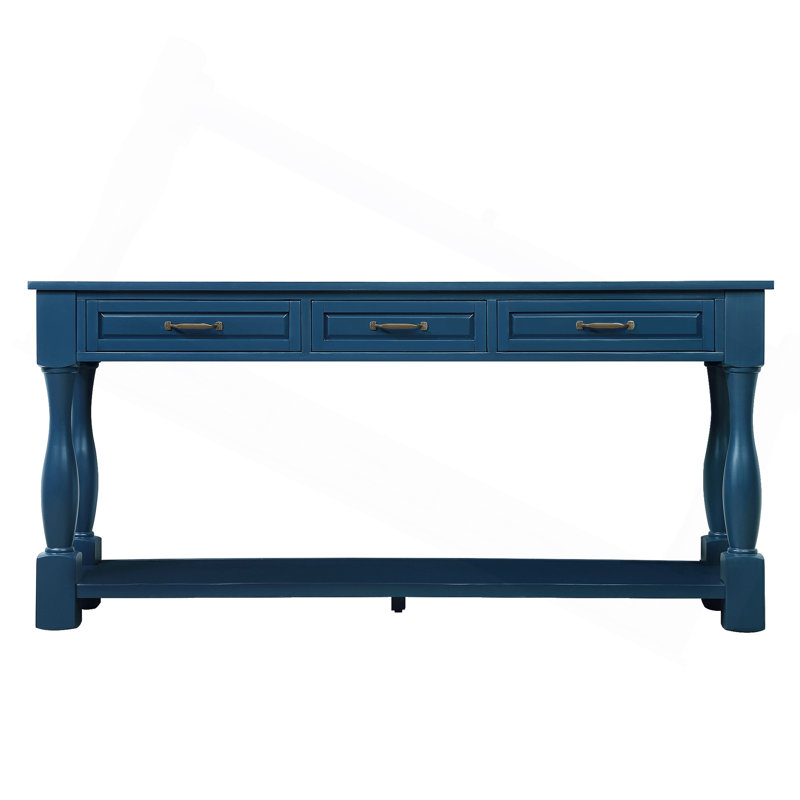 Bastedo 63.4''L*14.5”W Wood Console Table,Storage Side Table,Extra-thick Sofa Table with 3 Drawers and 1 Bottom Shelf
