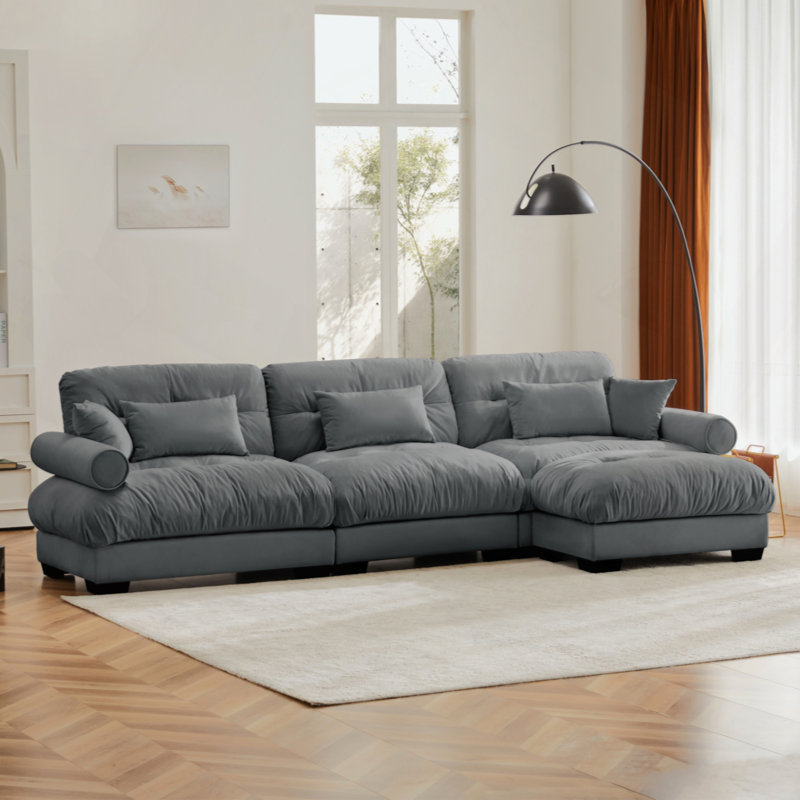 Super Comfort Oversized Modular Sectional Sofa Couch With Movable Ottoman,Corner Sectional With Bolstered Armrests, Deep Seat Cloud Couch, Convertible L Shaped Couch