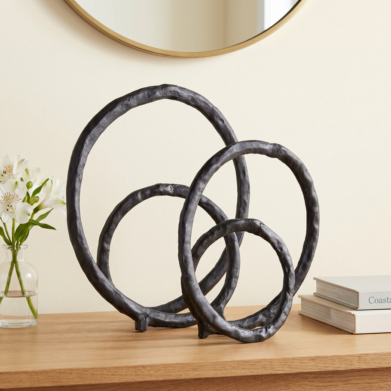 Aviel Abstract Figurines & Sculptures, 13" H x 13" W x 3.25" D, Black