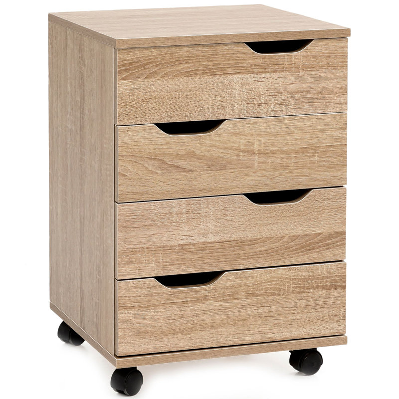 Kolya 40cm Wide 4 -Drawer Mobile File Cabinet, Sonoma Oak