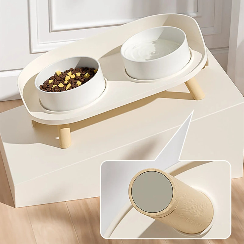  Mangeoire double pour animaux Bone China, Blanc