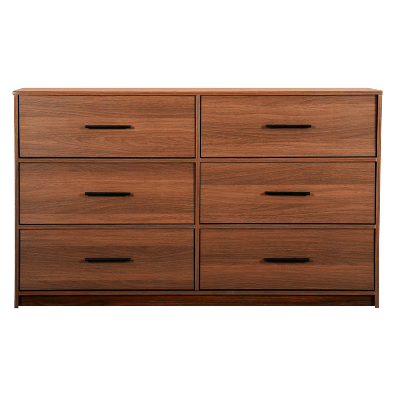Fabric 6-Drawer Dresser, Walnut
