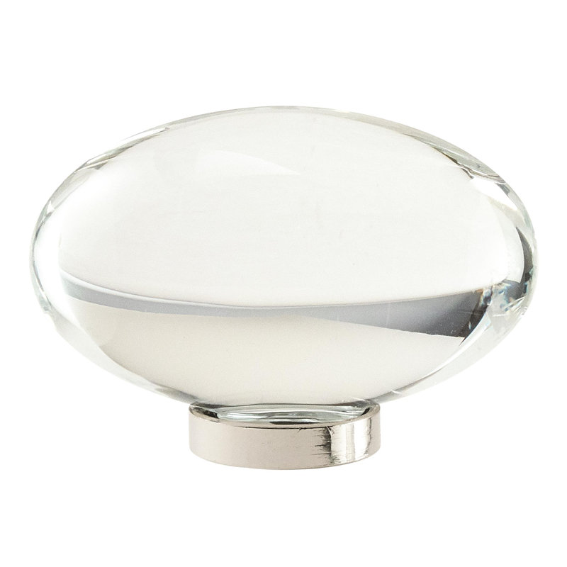 Poignée ovale 1 3/4 po Glacio, Cristal transparent / nickel poli
