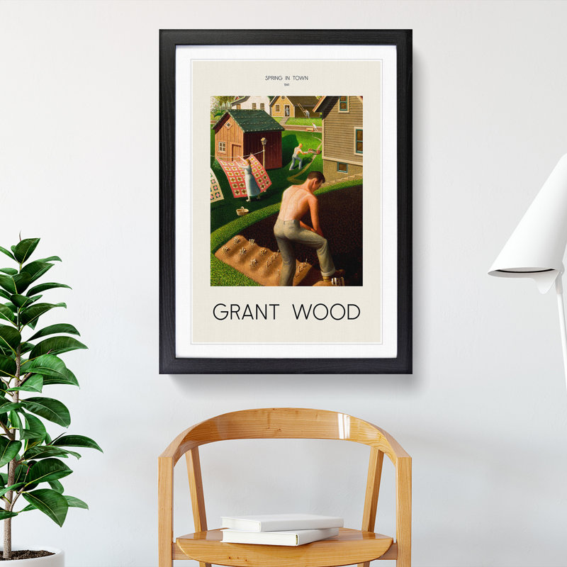 Spring In Town by Grant Wood - Single Picture Frame Print, 65cm H x 48cm W x 2cm D, Black Framed