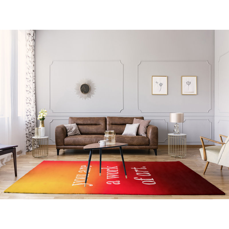 Tapis en chenille poly citation sur fond multicolore Quotes, Rectangle 5 pi x 7 pi