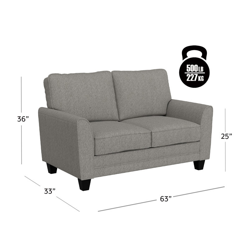 Aliciana Fabric 63'' Reception Loveseat, Nature Gray