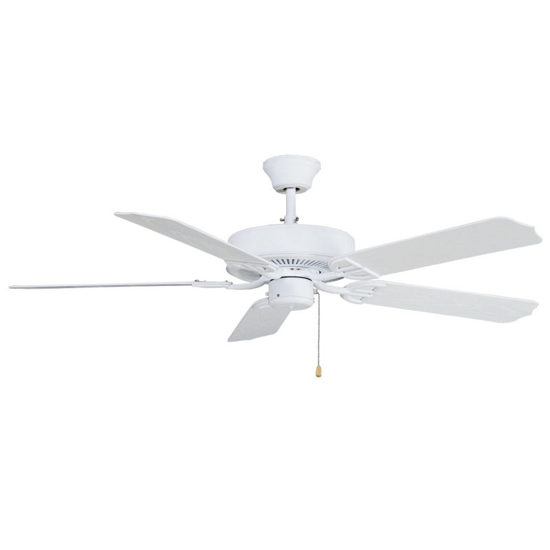 Ventilateur de plafond 5 pales 52" Builder, Blanc mat avec pales en verre blanc