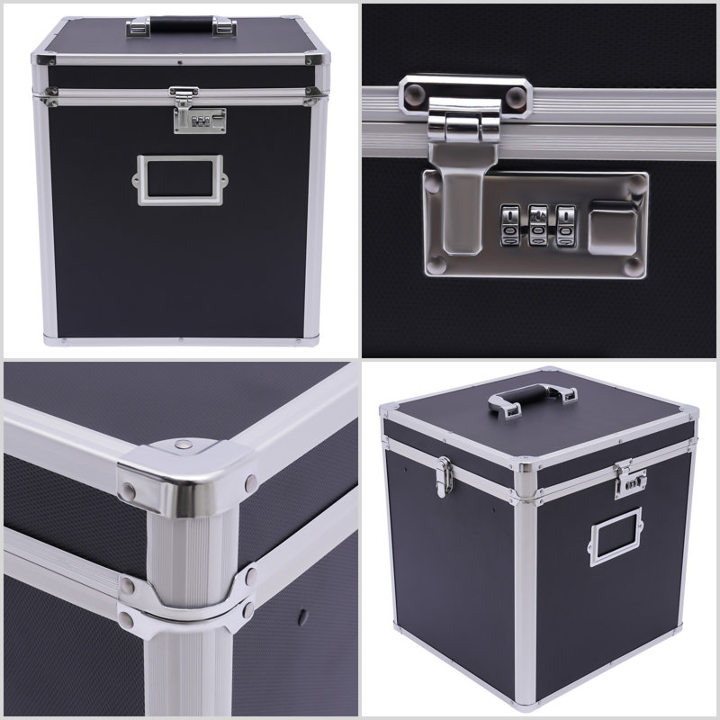 Boîte de rangement pour disque vinyle verrouillable H 15 po x l 14,4 po x P 13,4 po
