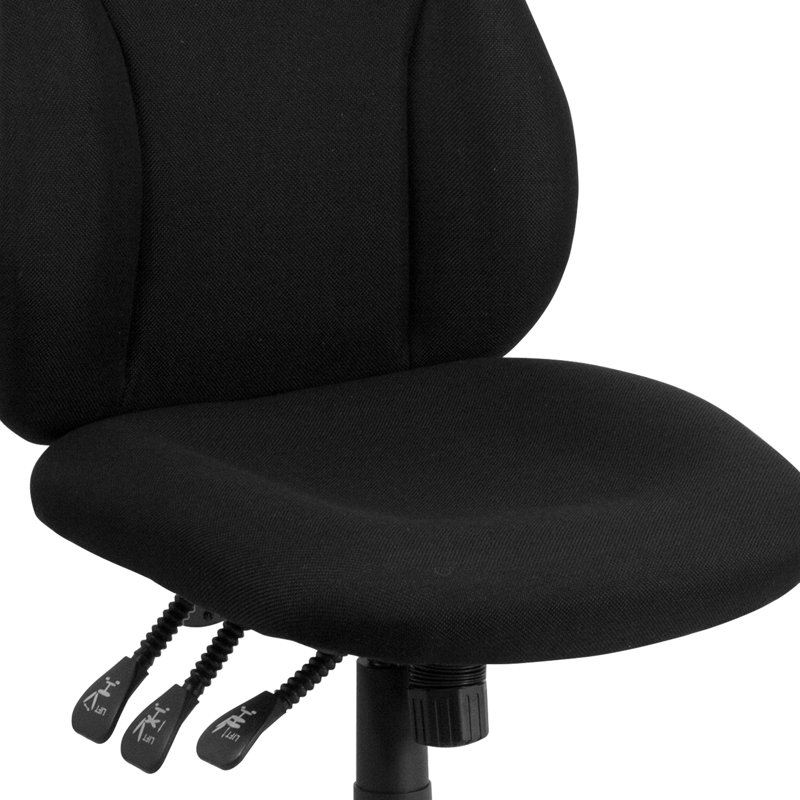 High Back Fabric Multifunction Swivel Ergonomic Task Office Chair, No Arms
