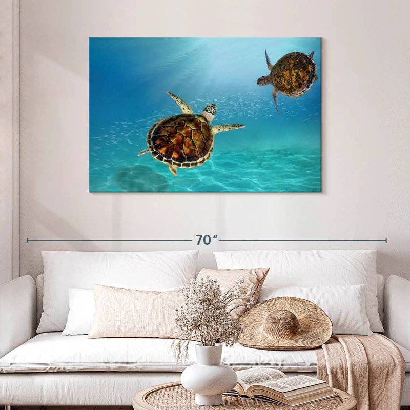 Tortue imbriquée sous-marine Brampt, H 30 po x l 45 po