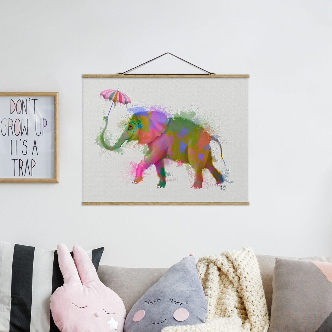 Grafikdruck Rainbow Splash Elephant