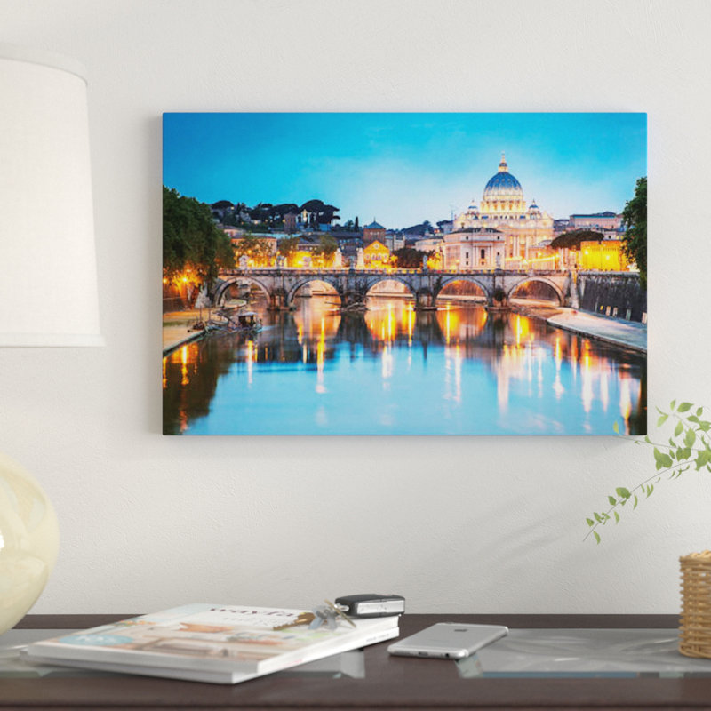 «St Peter's Basilica And Tevere River, Rome» par Matteo Colombo, impression sur toile, H 12 po x l 18 po x P 1,5 po