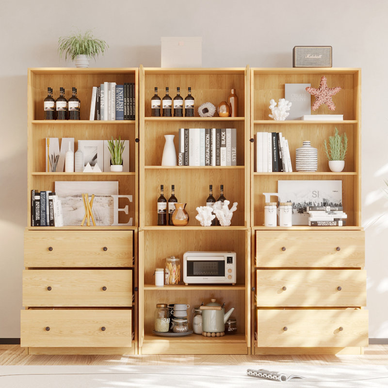 71" H X 71" W Glass Bookcase, Wood