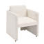 Chaise de baril moderne avec assise rembourrée, chaise de cuisine d'appoint en tissu crème avec pieds en bois