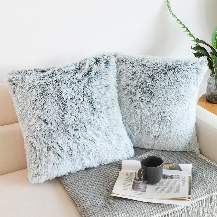 Throw Pillow Cover Cushion Case Faux Fur Fluffy Plush Soft Sofa Solid Home  Decor