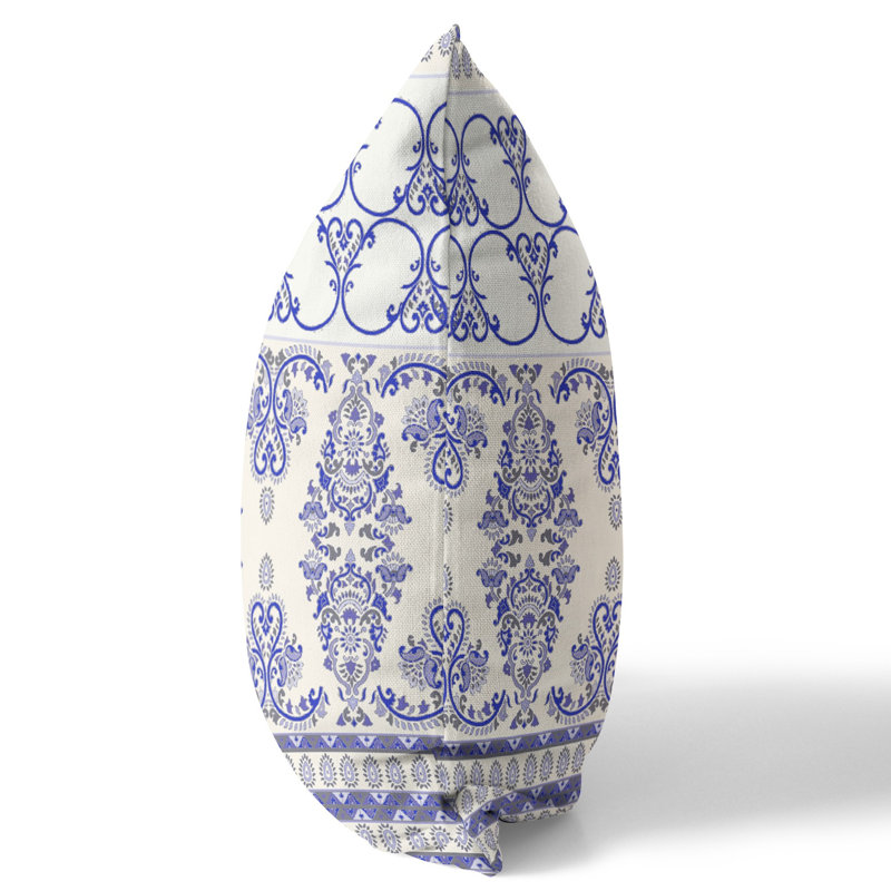 Housse et insert de coussin carré Stevensville, Blanc cassé / Bleu, 18 po x 18 po