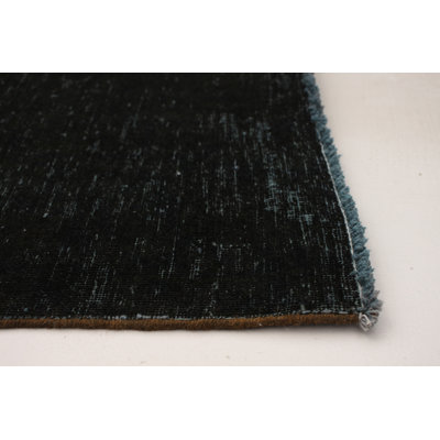 Tapis décoratif en laine noir de conception unique 6 pi 5 po X 9 pi 6 po noué à la main 1980S