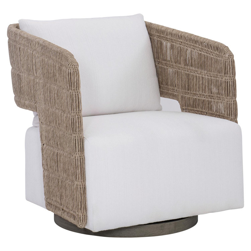 Maldives Swivel Patio Chair with Cushions, White Sunbrella 6063-000