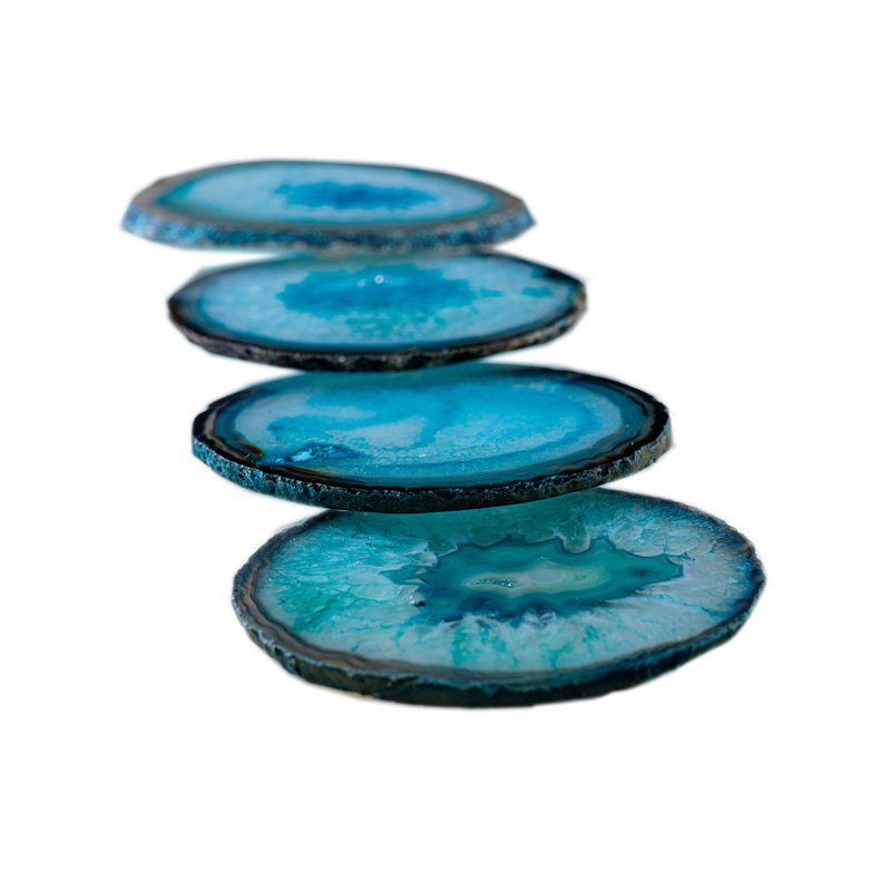 Agate 4 Piece Coaster Set, Teal