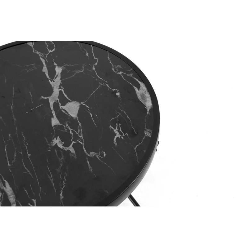 Folding Patio Side Table with Tempered Glass Tabletop
