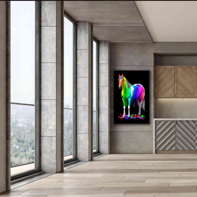 «Rainbow Paint Horse» par Crista Forest - reproduction d'art sur toile tendue