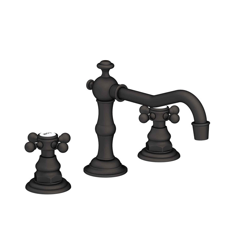 Chesterfield Widespread Bathroom Faucet with Drain Assembly, Flat Black