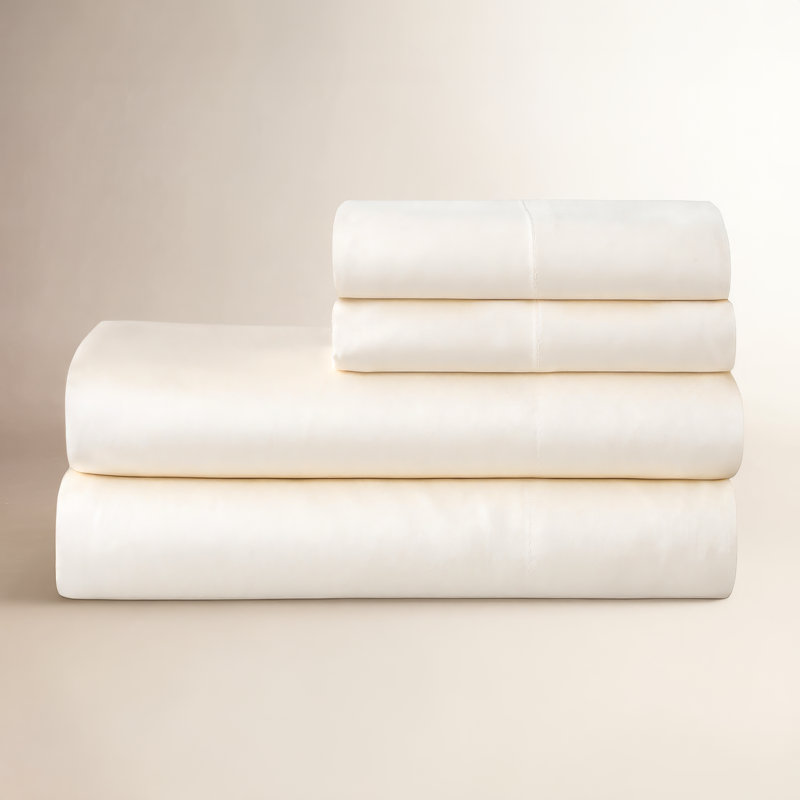 Ensemble de draps en satin de coton de qualité égyptienne 300 fils Portia, Ensemble de draps pour très grand lit + drap-hous