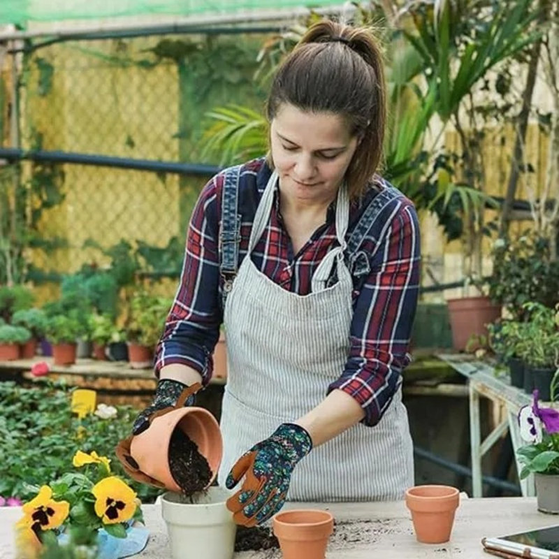 Gants de jardinage en cuir pour femme - résistant aux épines, compatible avec les écrans tactiles, respirant et flexible